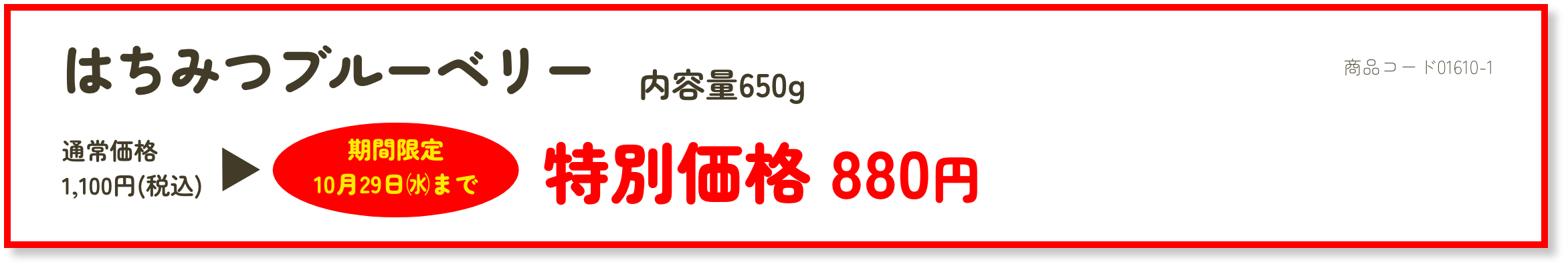 はちみつブルーベリー 特別価格880円